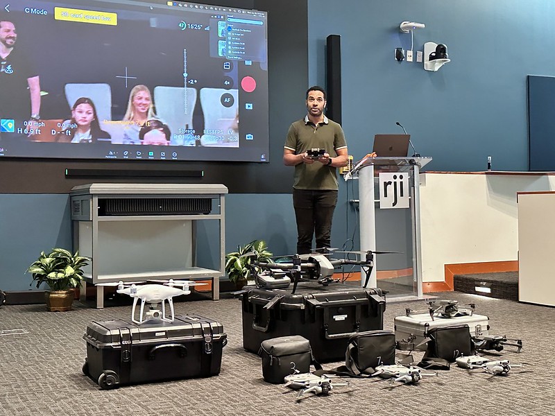 Dominick Lee teaching Drone Journalism